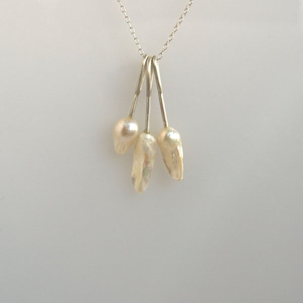 Three Pearl Droplets Necklace