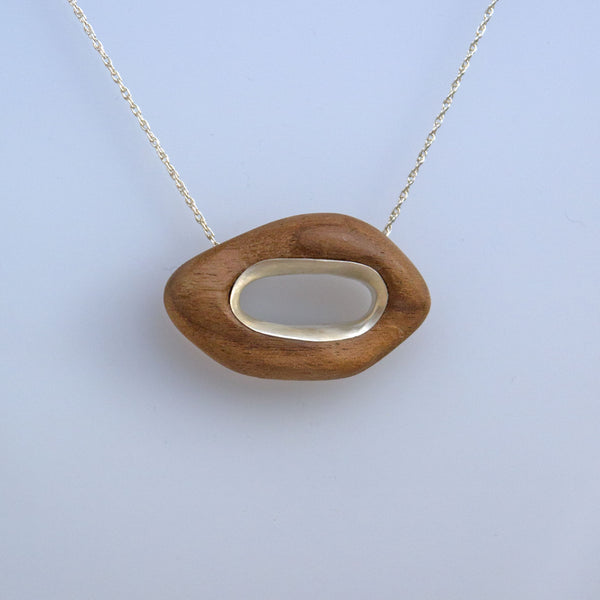 Horizontal Open Walnut Necklace