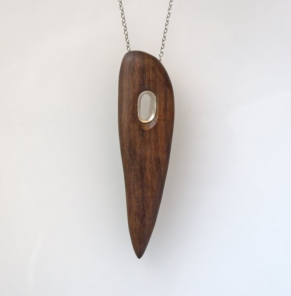 Vertical Walnut Aperture Necklace