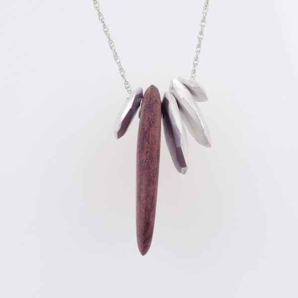 Four Sequins Necklace with Rosewood