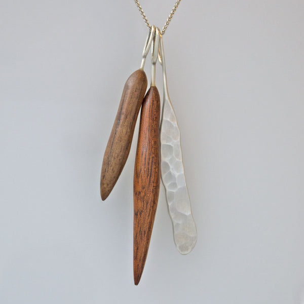 Walnut and Rosewood Quills Necklace