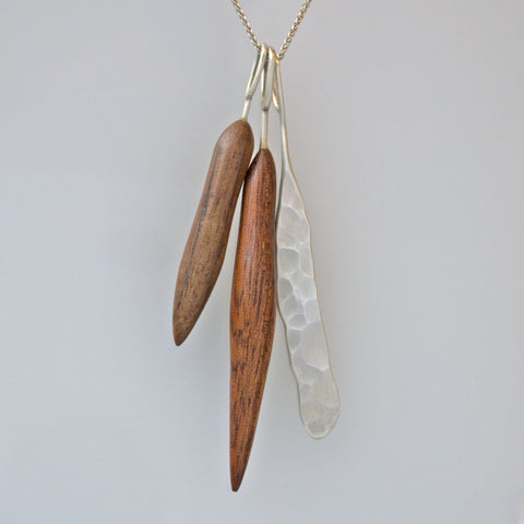 Walnut and Rosewood Quills Necklace