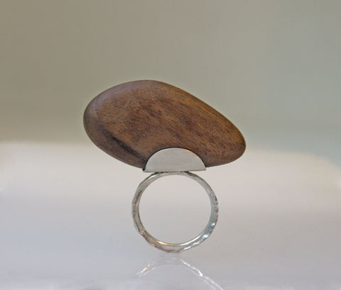 Walnut Standing Ovoid Ring