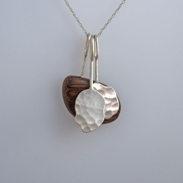 Rosewood and Two Silver Cumulus Necklace