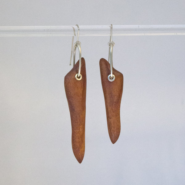 Oval Earrings with Afromosia Wood Quills
