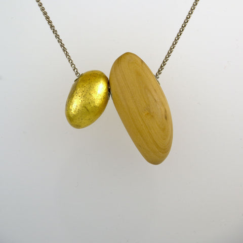Boxwood Necklace with 24k gold Porcelain