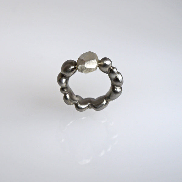Stainless Steel Concretion Ring with Silver Inclusion