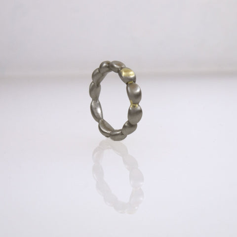 Stainless Steel Narrow Concretion Ring with Gold Inclusions
