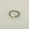 Stainless Steel Narrow Concretion Ring with Silver Polygon Inclusion